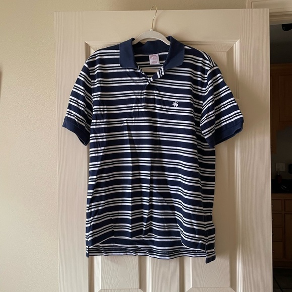 Brooks Brothers Other - Brooks Brothers 346 Navy Blue White Striped Short Sleeve Cotton Polo Golf Rugby